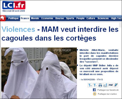 E cagoules durante e manif seranu difese ! E cagoules durante e manif seranu difese !
