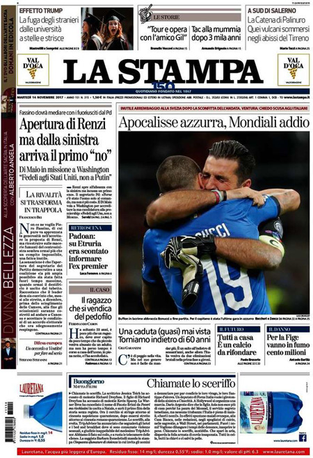 Fora di u mundiale, l'Italia pienghje i so turchini
