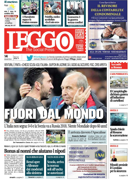 Fora di u mundiale, l'Italia pienghje i so turchini