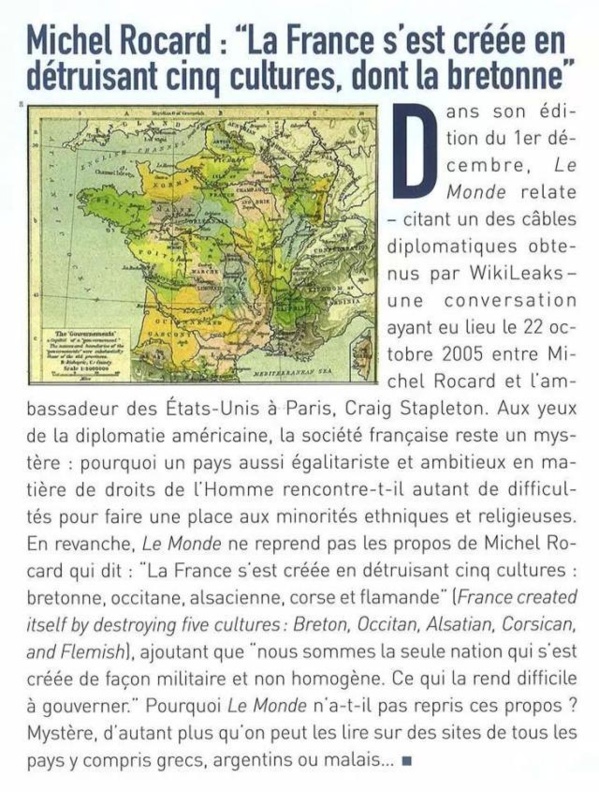 Rocard : "A Francia hà distruttu cinque culture, ancu a corsa"