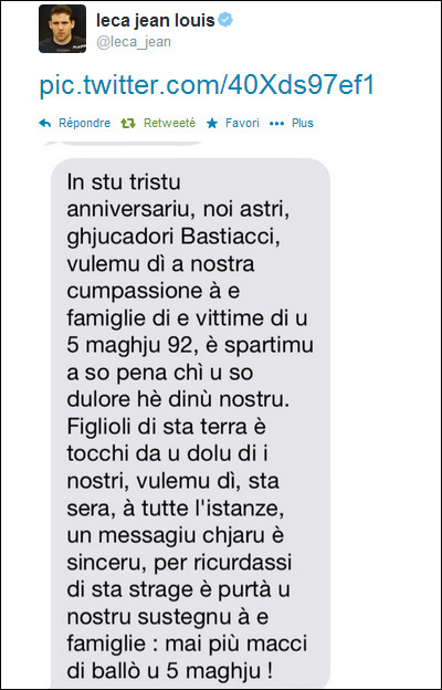 5 maghju 92 : u messagiu di Jean-Louis Leca