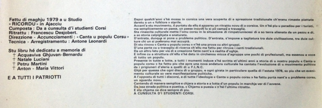 35 anni fà surtia "Chjamu a puesia" 35 anni fà surtia "Chjamu a puesia"