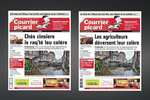 U cutitianu "Le Courrier Picard" esciutu in lingua picarda... è ind'è noi ?