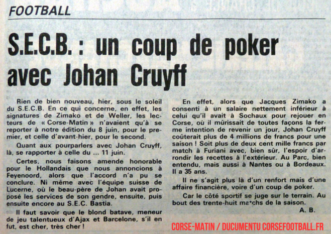Cruyff hè guasi venutu in Bastia