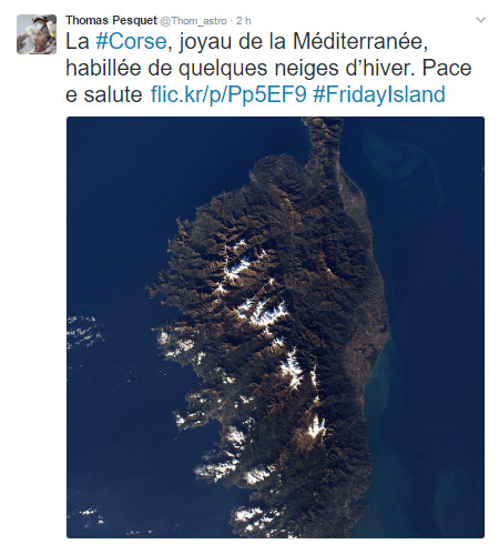 U salutu di Thomas Pesquet à a Corsica