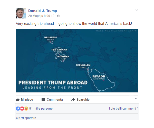 Donald Trump manda a Corsica in Italia