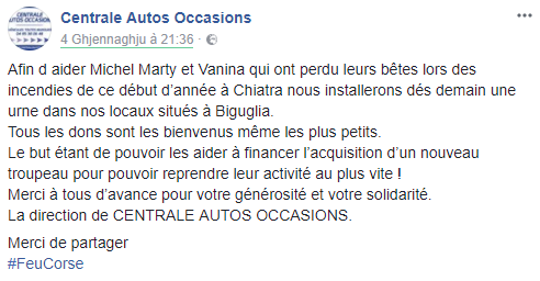 Dop'à i fochi di Cervioni, U Cotone è Chjatra : cumu aiutà ? Dop'à i fochi di Cervioni, U Cotone è Chjatra : cumu aiutà ?