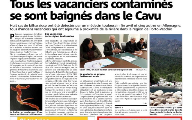 I turisti anu fattu cunniscenza cù a "bilharziose" I turisti anu fattu cunniscenza cù a "bilharziose"