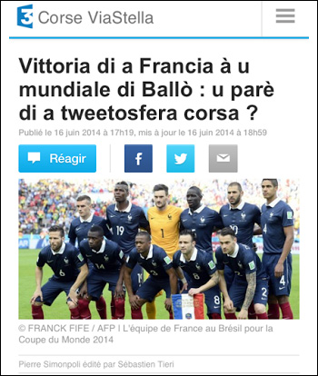 A vittoria di a Francia è a tweetosfera corsa