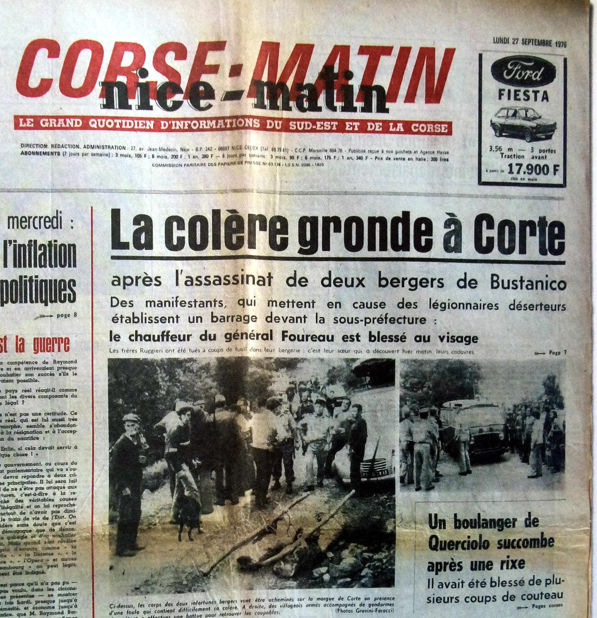 Settembre 1976 : a strage di Bustanicu