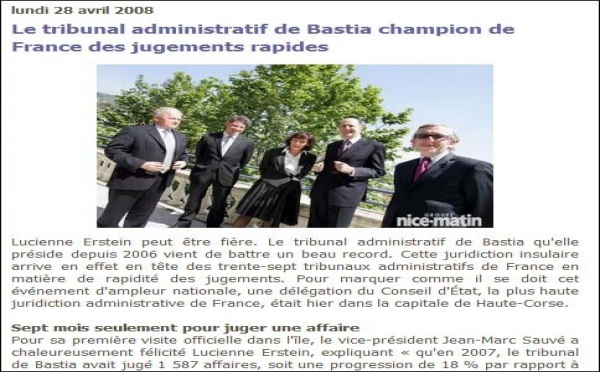 Corse Matin : 'u tribunale amministrativu di Bastia campione di Francia di i ghjudizi ràpidi'. È dinù campione di u permessu di bettunizà ?